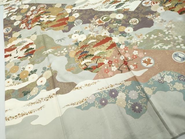 平和屋着物●訪問着　駒刺繍　雪輪飛鶴宝尽くし花文　金彩　正絹　逸品　DABI2257ud