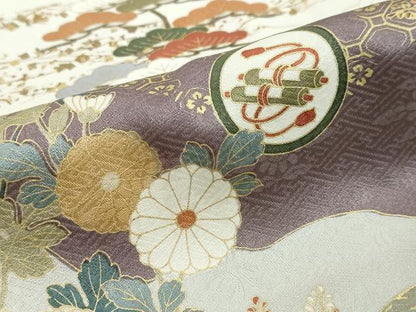 平和屋着物●訪問着　駒刺繍　雪輪飛鶴宝尽くし花文　金彩　正絹　逸品　DABI2257ud