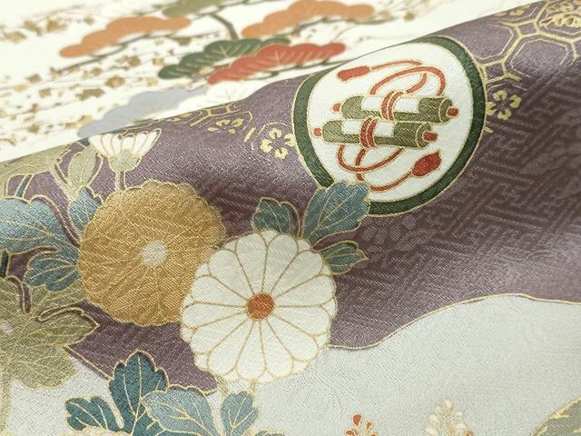 平和屋着物●訪問着　駒刺繍　雪輪飛鶴宝尽くし花文　金彩　正絹　逸品　DABI2257ud