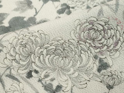 平和屋着物●訪問着　手描き　草花文　金彩　鬼しぼ縮緬　正絹　逸品　未使用　DABI2258ud