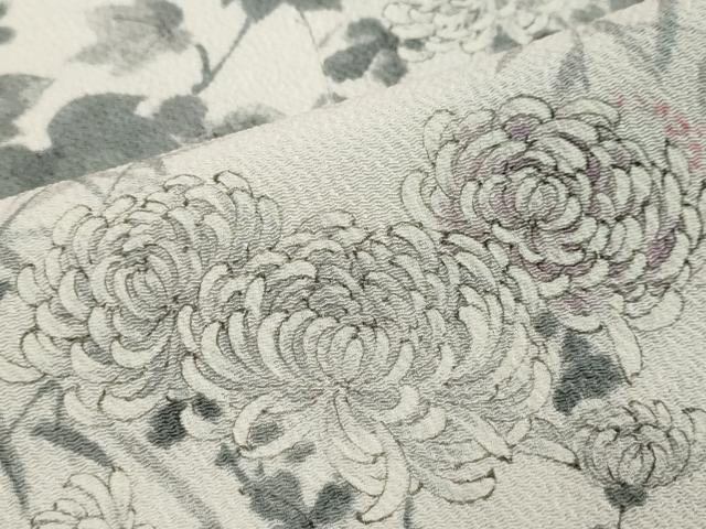 平和屋着物●訪問着　手描き　草花文　金彩　鬼しぼ縮緬　正絹　逸品　未使用　DABI2258ud