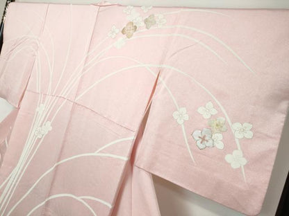 平和屋着物●訪問着　駒刺繍　草花文　金銀彩　正絹　逸品　DABI2259ud