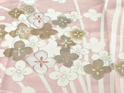 平和屋着物●訪問着　駒刺繍　草花文　金銀彩　正絹　逸品　DABI2259ud