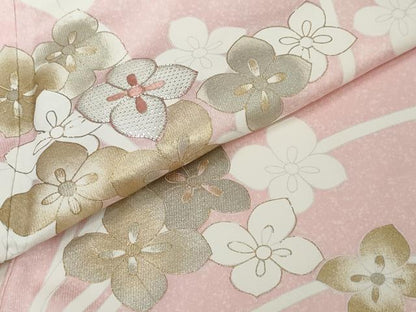 平和屋着物●訪問着　駒刺繍　草花文　金銀彩　正絹　逸品　DABI2259ud