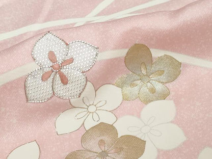 平和屋着物●訪問着　駒刺繍　草花文　金銀彩　正絹　逸品　DABI2259ud
