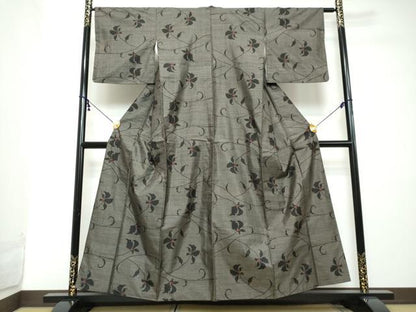 平和屋着物●本場大島紬　9マルキ　枝花文　正絹　逸品　DABI2261ud