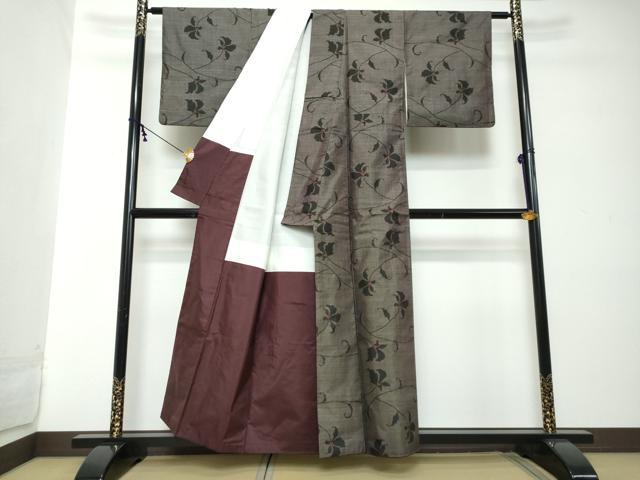 平和屋着物●本場大島紬　9マルキ　枝花文　正絹　逸品　DABI2261ud