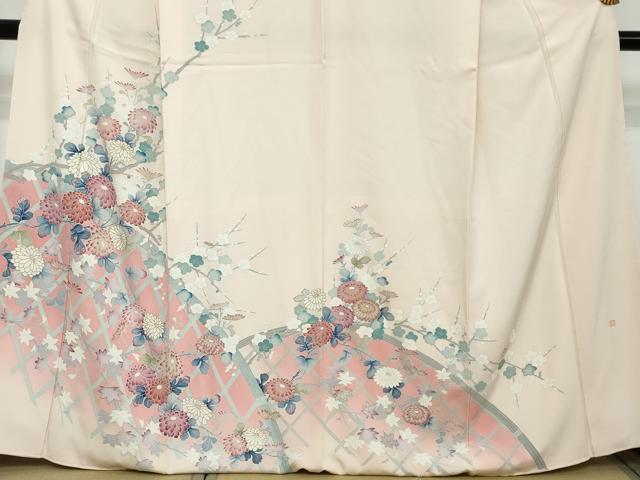 平和屋着物●訪問着　作家物　草花籬文　暈し染め　金彩　正絹　逸品　未使用　DABI2264ud