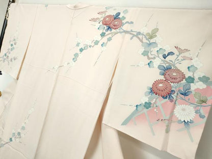 平和屋着物●訪問着　作家物　草花籬文　暈し染め　金彩　正絹　逸品　未使用　DABI2264ud