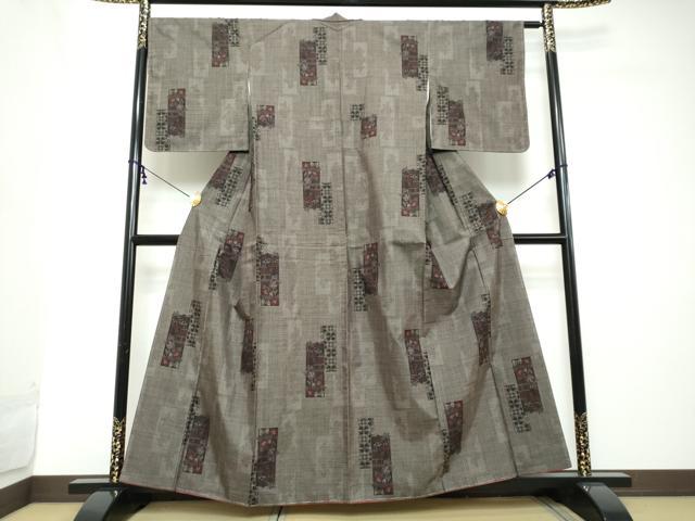 平和屋着物●本場大島紬　7マルキ　短冊草花文　正絹　逸品　未使用　DABI2265ud