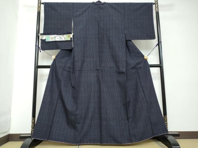 平和屋着物●結城紬　80亀甲　花菱文　さが美扱い　証紙付き　正絹　逸品　未使用　DABI2272ud
