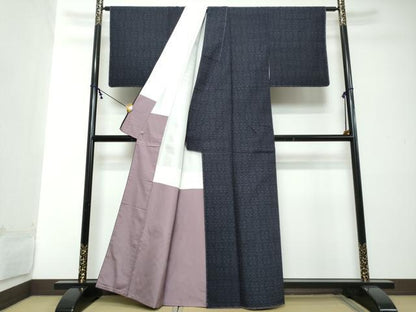 平和屋着物●結城紬　80亀甲　花菱文　さが美扱い　証紙付き　正絹　逸品　未使用　DABI2272ud