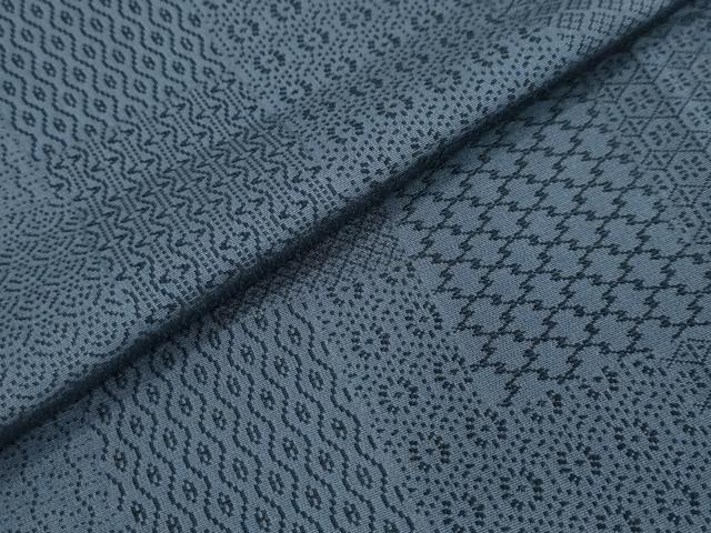 平和屋着物●上質なお召　作家物　然　吉祥文　反端付き　正絹　逸品　DABI2273ud