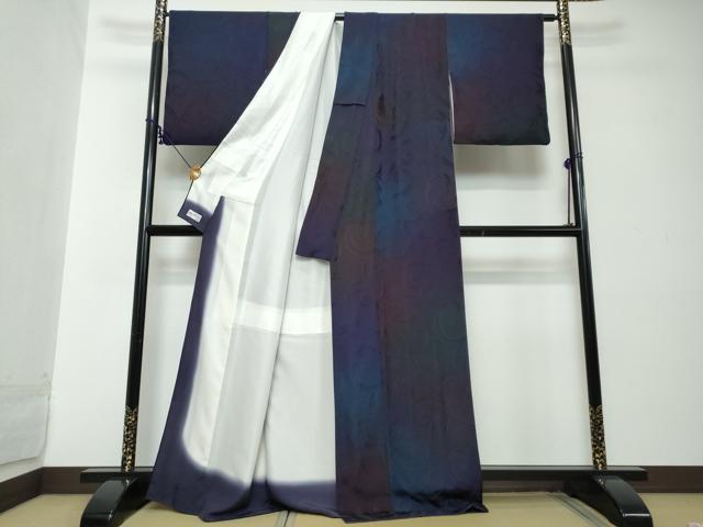 平和屋着物●上質な小紋　唐草文　暈し染め　やまと誂製　正絹　逸品　DABI2274ud