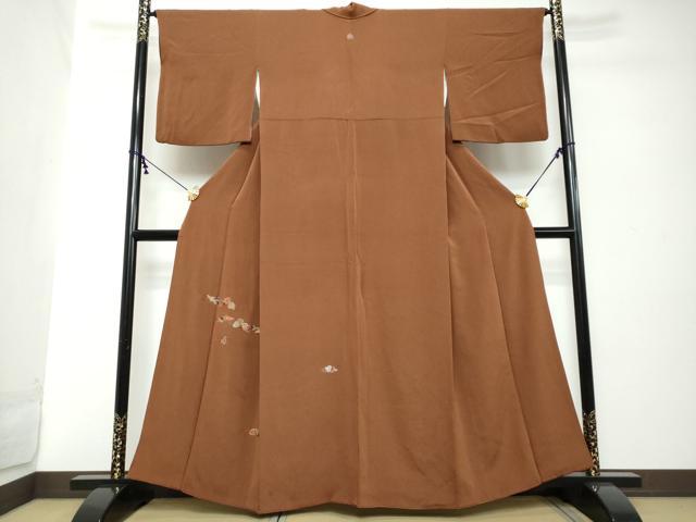 平和屋着物●訪問着　総刺繍　駒刺繍　枝葉文　鬼しぼ縮緬　正絹　逸品　DABI2276ud