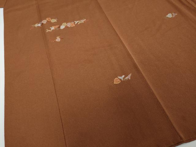 平和屋着物●訪問着　総刺繍　駒刺繍　枝葉文　鬼しぼ縮緬　正絹　逸品　DABI2276ud