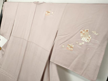 平和屋着物●訪問着　駒刺繍　流水源氏香花文　金彩　正絹　逸品　DABI2279ud