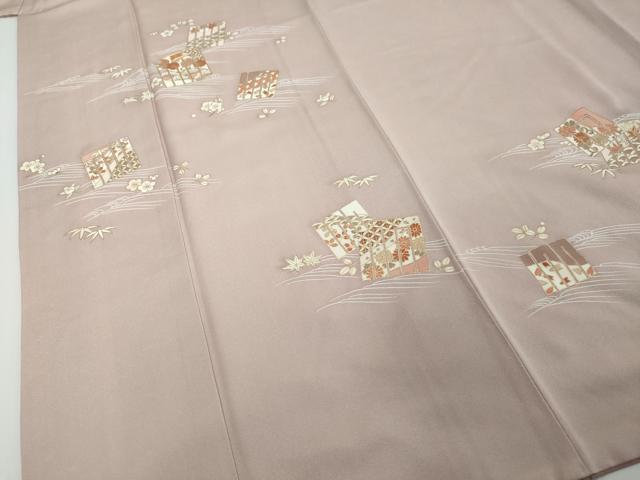 平和屋着物●訪問着　駒刺繍　流水源氏香花文　金彩　正絹　逸品　DABI2279ud