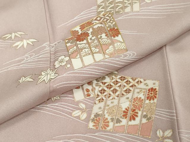 平和屋着物●訪問着　駒刺繍　流水源氏香花文　金彩　正絹　逸品　DABI2279ud