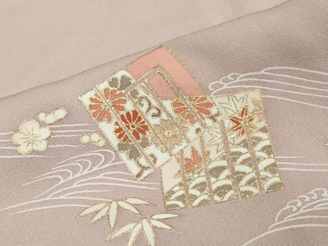 平和屋着物●訪問着　駒刺繍　流水源氏香花文　金彩　正絹　逸品　DABI2279ud