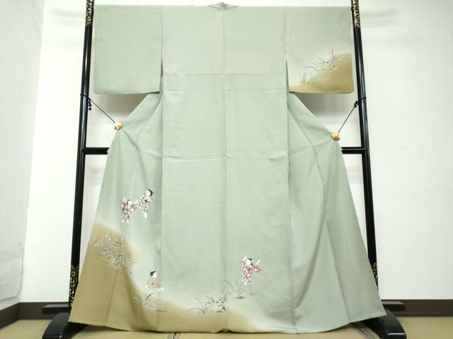 平和屋着物●訪問着　友禅　童子遊び　暈し染め　正絹　逸品　DABI2280ud