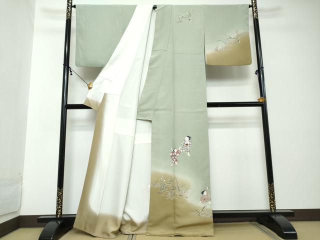 平和屋着物●訪問着　友禅　童子遊び　暈し染め　正絹　逸品　DABI2280ud