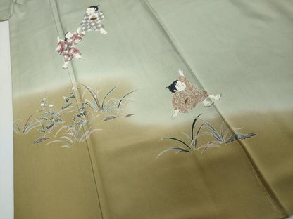 平和屋着物●訪問着　友禅　童子遊び　暈し染め　正絹　逸品　DABI2280ud