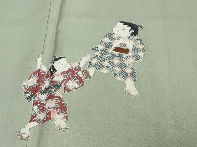 平和屋着物●訪問着　友禅　童子遊び　暈し染め　正絹　逸品　DABI2280ud