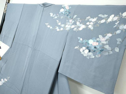 平和屋着物●訪問着　友禅　草花文　暈し染め　正絹　逸品　DABI2282ud