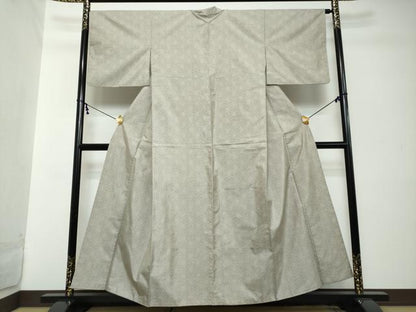 平和屋着物●本場大島紬　白大島　麻の葉文様　正絹　逸品　DABI2284ud
