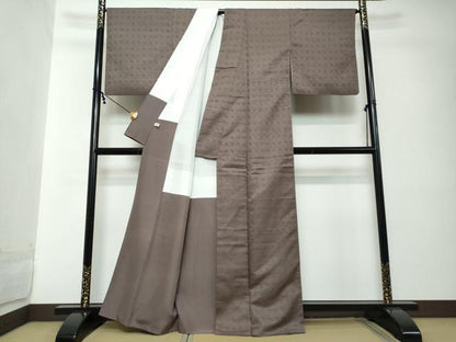 平和屋着物●京都・西陣　織元ブランド　秦流舎　お召　星座　紫鳶色　正絹　逸品　DABI2286ud