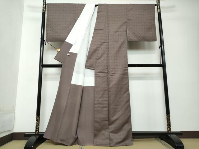 平和屋着物●京都・西陣　織元ブランド　秦流舎　お召　星座　紫鳶色　正絹　逸品　DABI2286ud