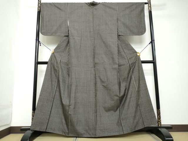 平和屋着物●本場大島紬　薩摩結城　縞　正絹　逸品　DABI2287ud