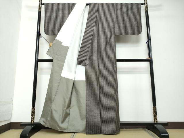 平和屋着物●本場大島紬　薩摩結城　縞　正絹　逸品　DABI2287ud