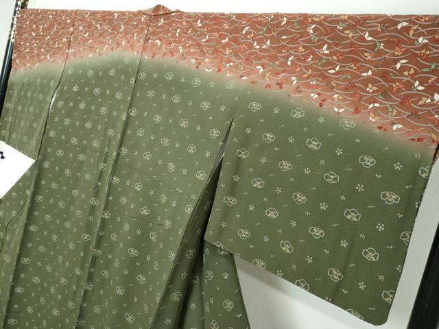 平和屋着物●訪問着　花蝶文　暈し染め　金彩　正絹　逸品　DABI2292ud
