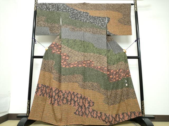 平和屋着物●東京染伝統工芸士　金田昇　訪問着　道長草花文　正絹　逸品　DABI2294ud
