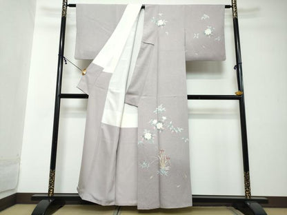 平和屋着物●訪問着　友禅　草花文　正絹　逸品　DABI2295ud