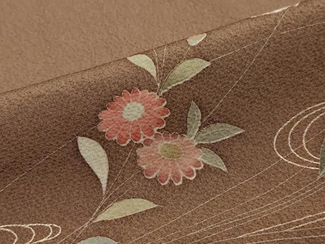 平和屋着物●訪問着　駒刺繍　流水花蝶文　金彩　正絹　逸品　DABI2296ud
