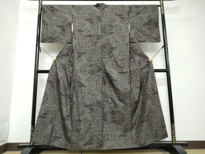 平和屋着物●本場大島紬　9マルキ　吉祥花文　正絹　逸品　DABI2297ud
