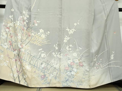 平和屋着物●訪問着　友禅　作家物　枝花文　暈し染め　正絹　逸品　DABI2299ud