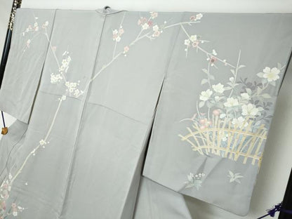 平和屋着物●訪問着　友禅　作家物　枝花文　暈し染め　正絹　逸品　DABI2299ud
