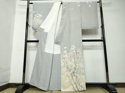 平和屋着物●訪問着　友禅　作家物　枝花文　暈し染め　正絹　逸品　DABI2299ud