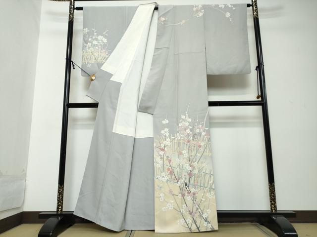 平和屋着物●訪問着　友禅　作家物　枝花文　暈し染め　正絹　逸品　DABI2299ud