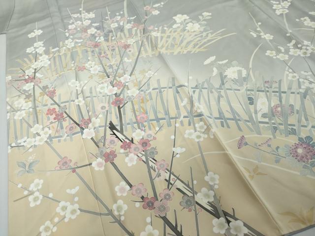 平和屋着物●訪問着　友禅　作家物　枝花文　暈し染め　正絹　逸品　DABI2299ud