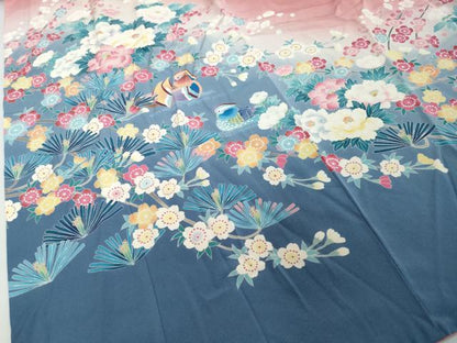 平和屋着物●豪華振袖　友禅　作家物　鴛鴦草花文　暈し染め　京都きもの友禅扱い　正絹　逸品　DABI2304ud