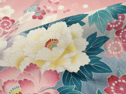 平和屋着物●豪華振袖　友禅　作家物　鴛鴦草花文　暈し染め　京都きもの友禅扱い　正絹　逸品　DABI2304ud