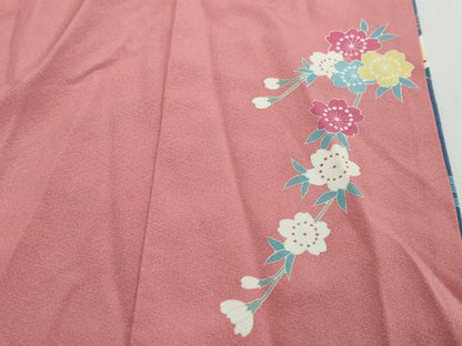 平和屋着物●豪華振袖　友禅　作家物　鴛鴦草花文　暈し染め　京都きもの友禅扱い　正絹　逸品　DABI2304ud