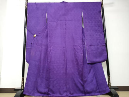 平和屋着物●豪華振袖　紗綾型地紋　紫紺色　正絹　逸品　DABI2306ud