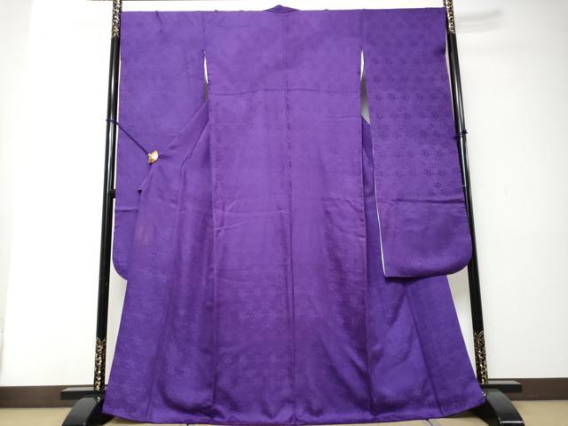 平和屋着物●豪華振袖　紗綾型地紋　紫紺色　正絹　逸品　DABI2306ud