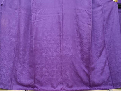 平和屋着物●豪華振袖　紗綾型地紋　紫紺色　正絹　逸品　DABI2306ud